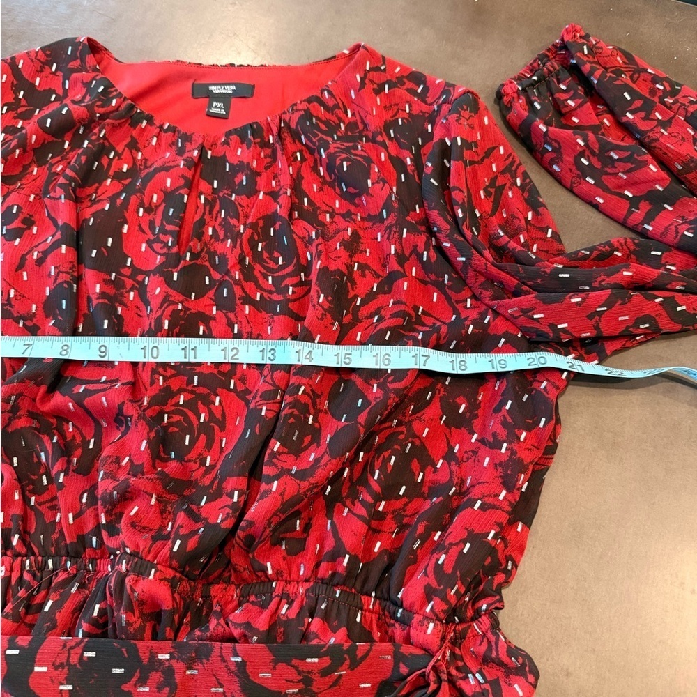 Simply Vera Vera Wang Red and Black Long Sleeve Dress - Picture 6 of 8